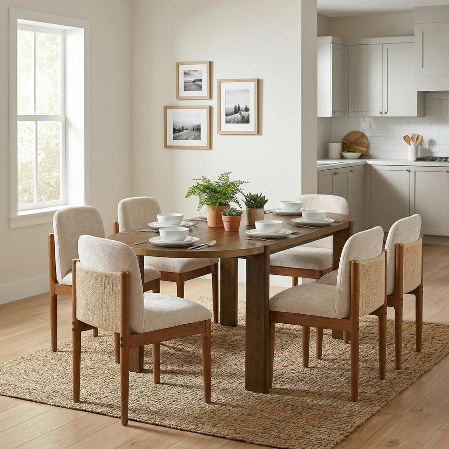 7-Piece Solid Wood Dining Table Set