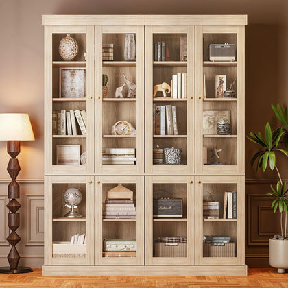Vyre 70.8" Tall Farmhouse Bookshelf with Glass Doors-260513