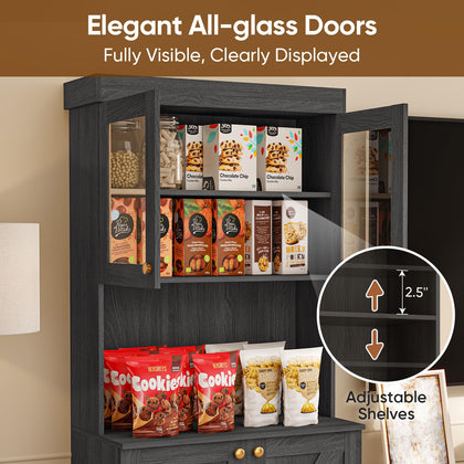 Farmhouse Pantry Cabinet with Glass Doors