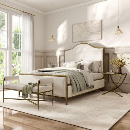 4-Piece Bedroom Set with Upholstered Bed, Bench & Nightstands