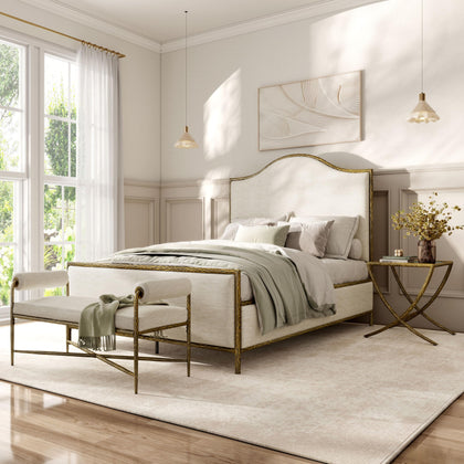 4-Piece Bedroom Set with Upholstered Bed, Bench & Nightstands