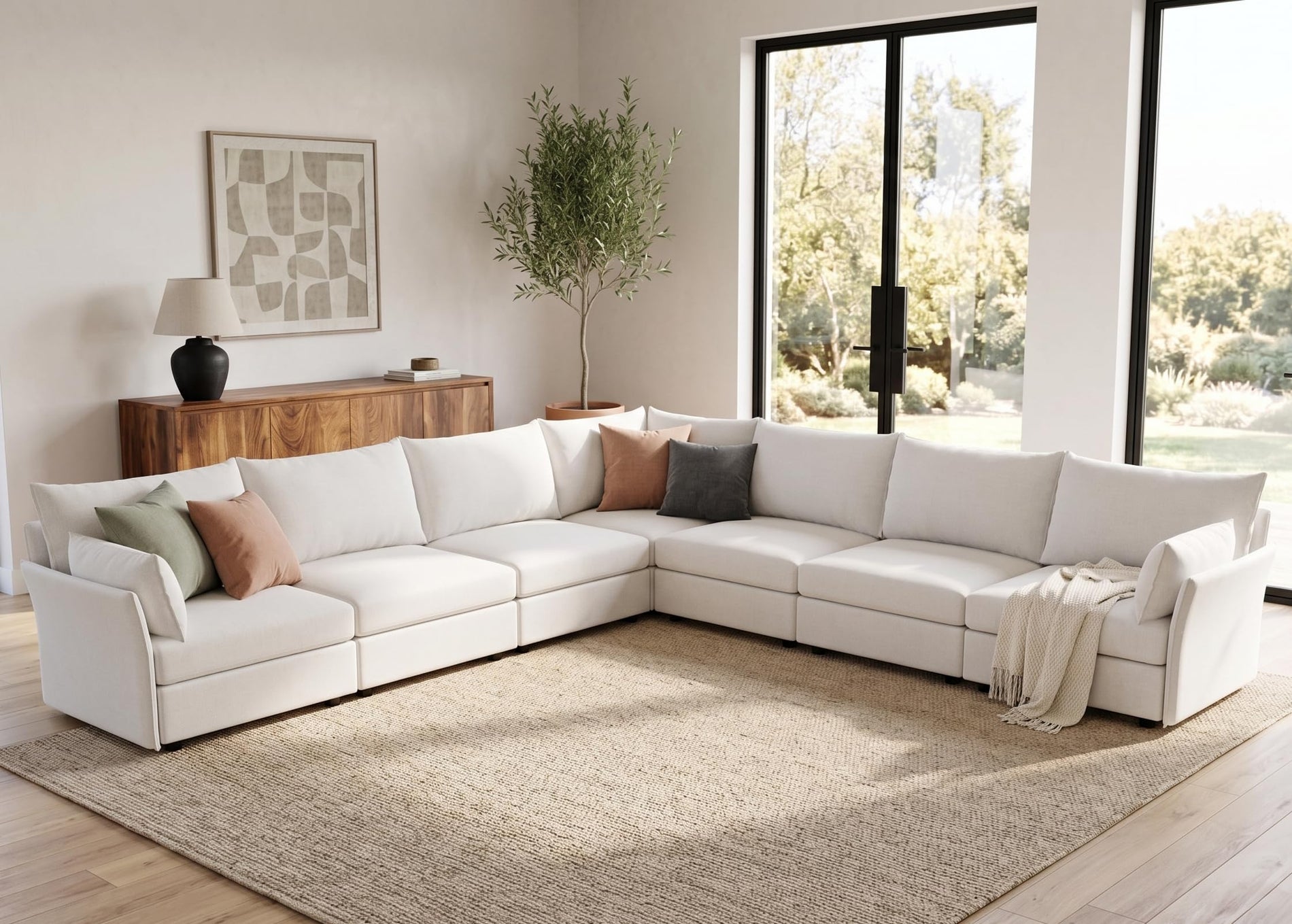 ABCASA Oversized Modular Sectional Sofa CouchSet