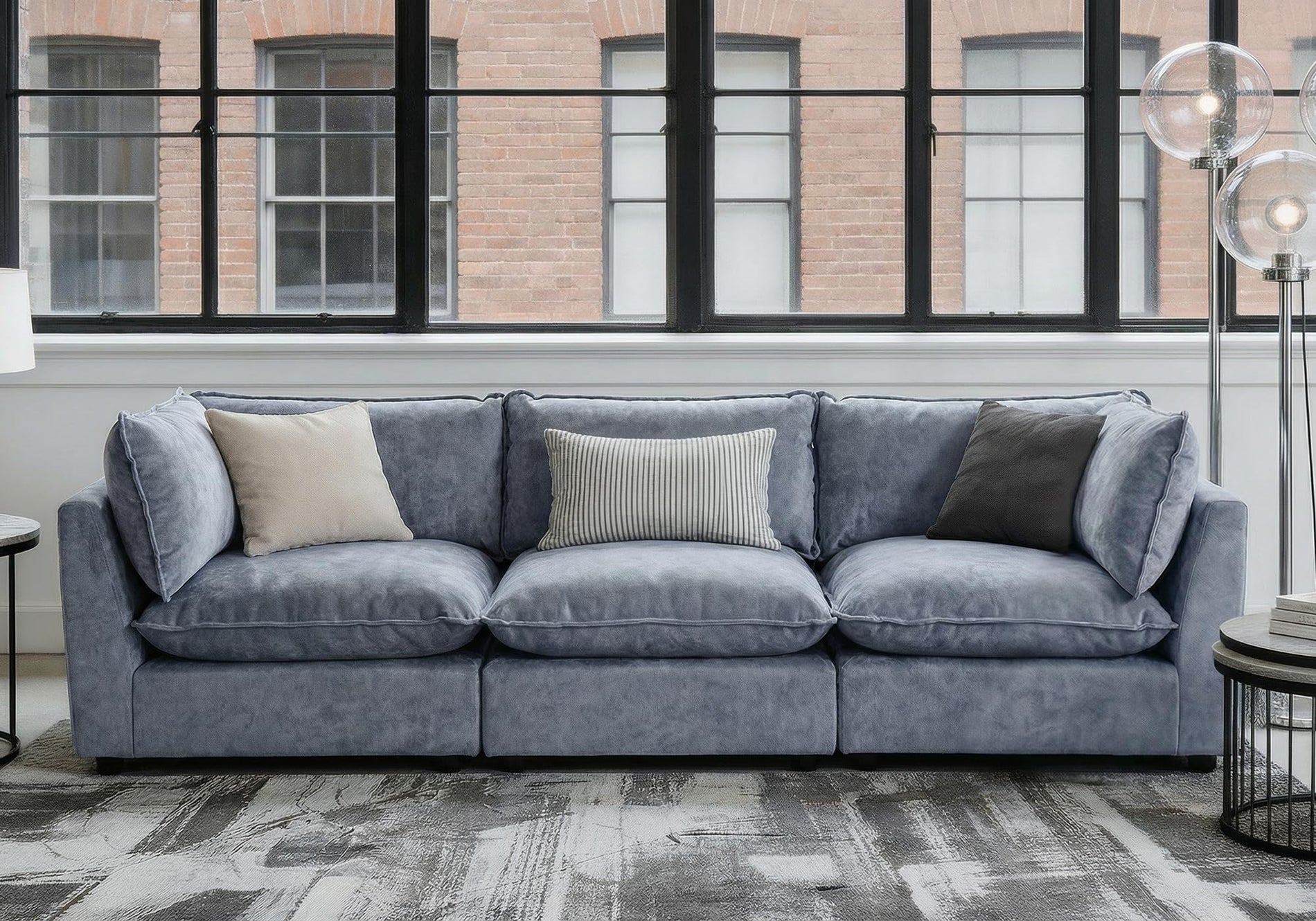 Modular Chenille Sectional Sofa with Deep Seats