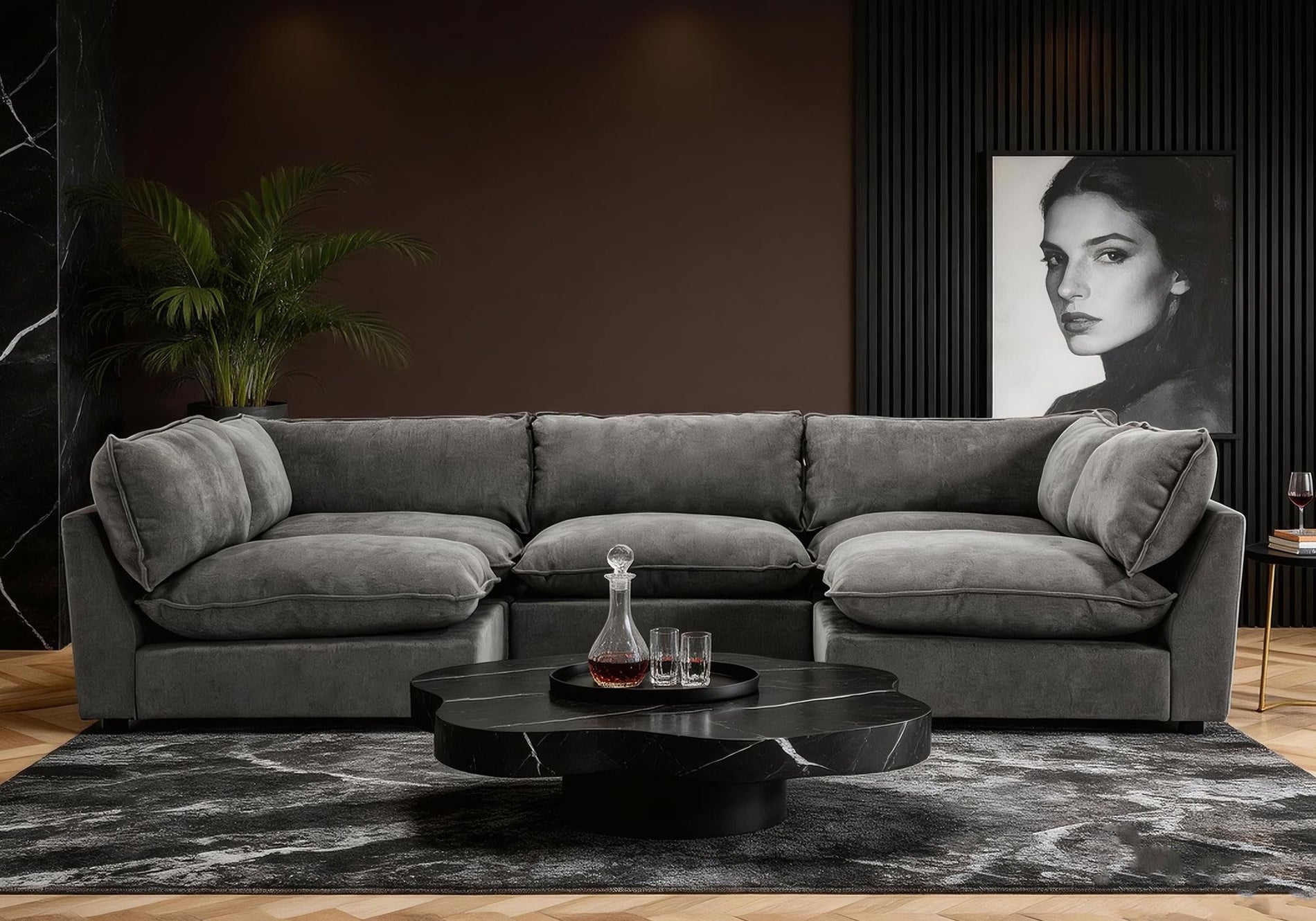 Modular Chenille Sectional Sofa with Deep Seats