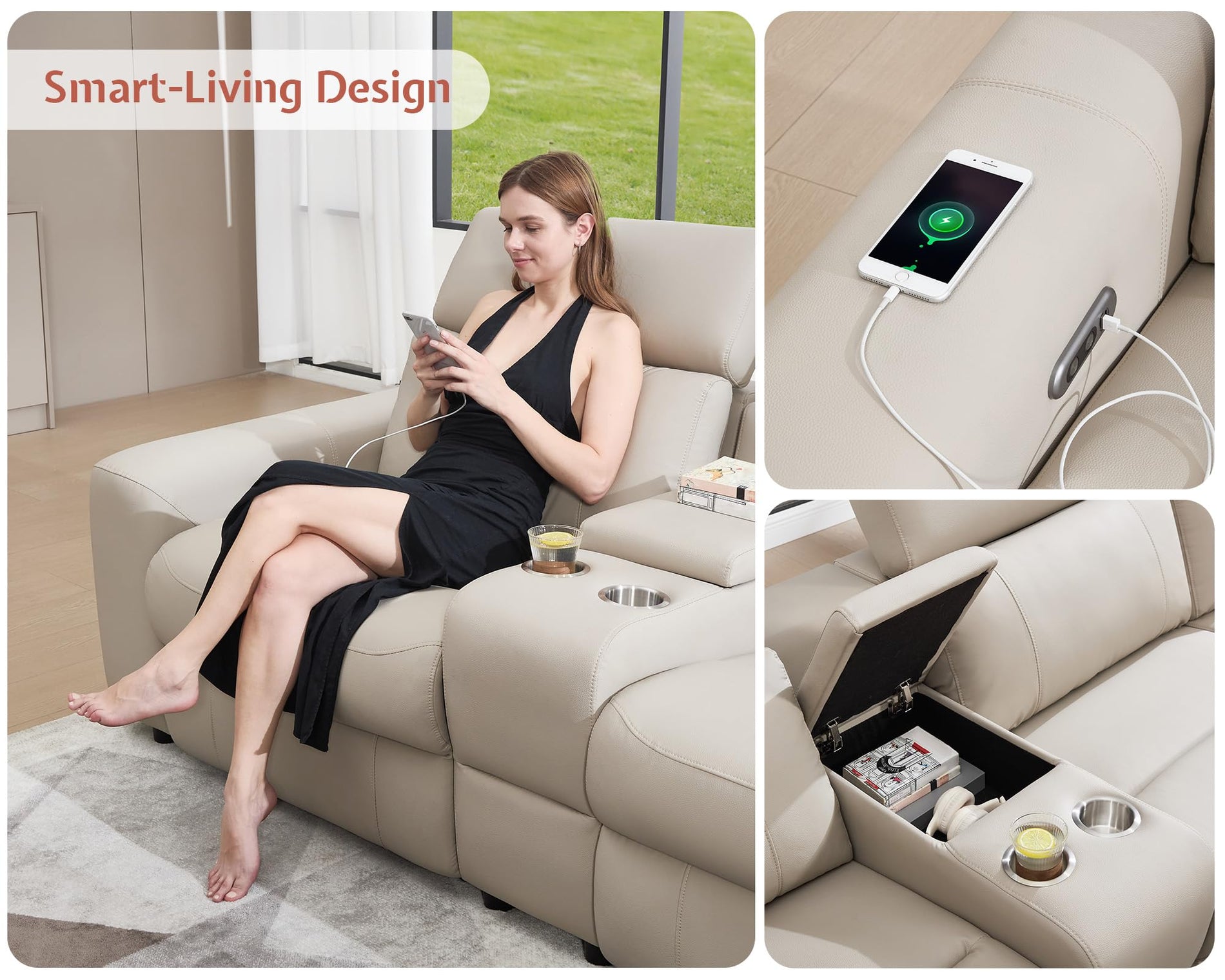 Oversized Power Reclining Sofa with Console & Dual Recliners