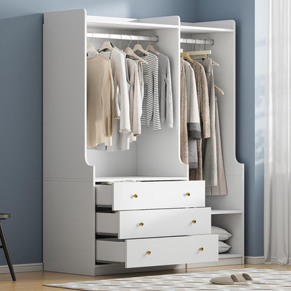 Open Wooden Wardrobe Storage for Bedroom, White