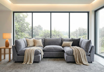 Modular Chenille Sectional Sofa with Deep Seats