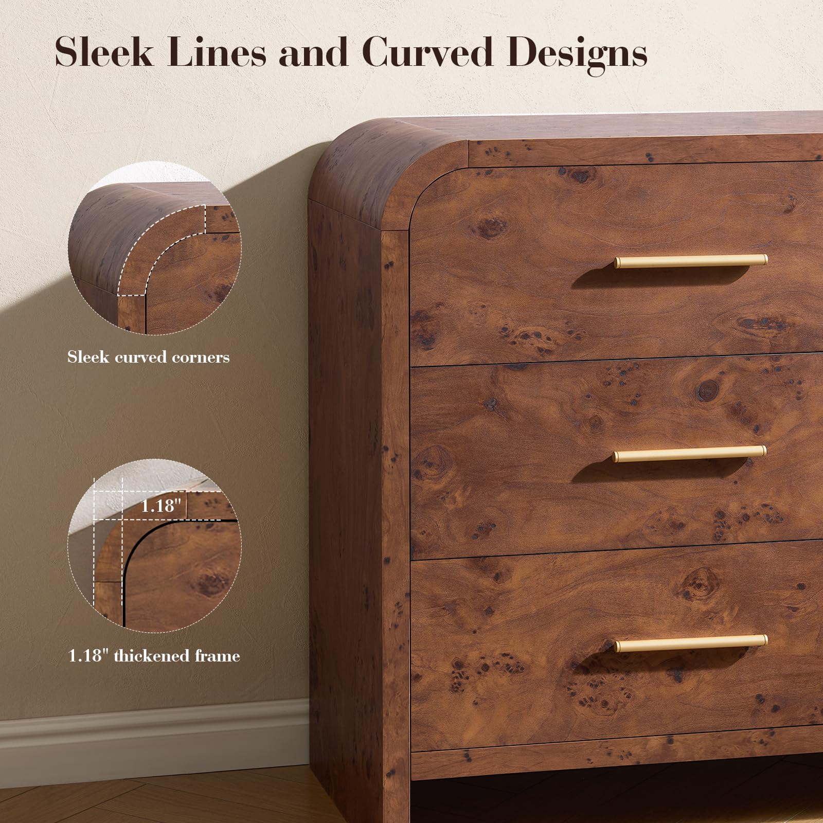 3-Piece Farmhouse Bedroom Set with Dresser & Nightstands
