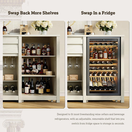 Coffee Bar Cabinet with Fridge Space, Wine Rack & Storage