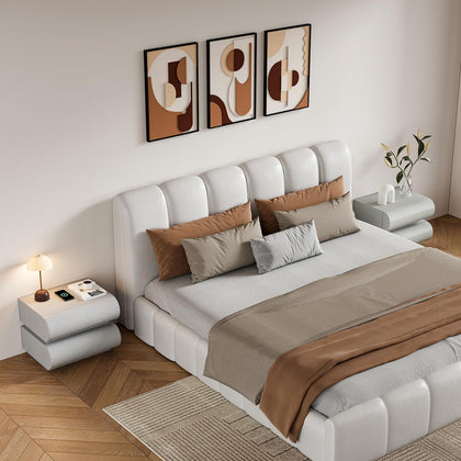 homary Modern Nightstand with 2 Drawers, Tile End Table for Living Room in Gold Finish Square Bedside Table