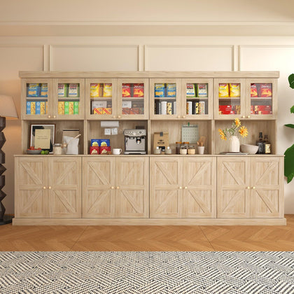 Farmhouse Pantry Cabinet with Glass Doors