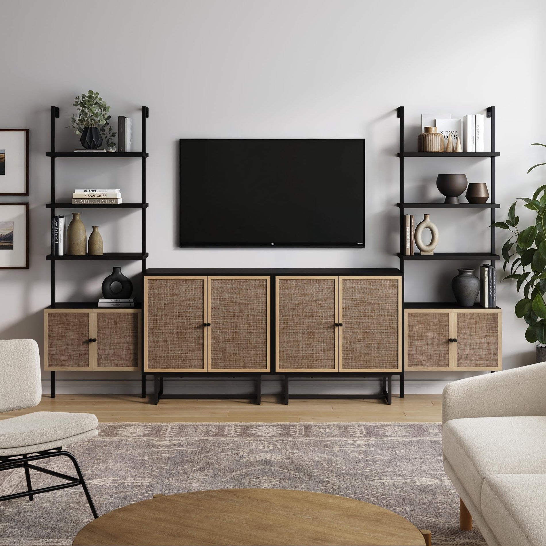 TV Stand with Shelves & Storage Cabinet