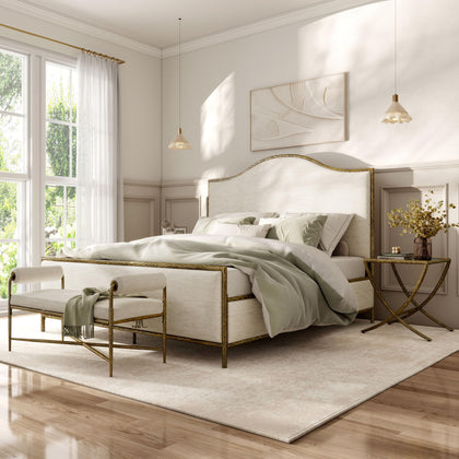 4-Piece Bedroom Set with Upholstered Bed, Bench & Nightstands