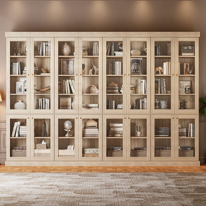 Vyre 70.8" Tall Farmhouse Bookshelf with Glass Doors-260513