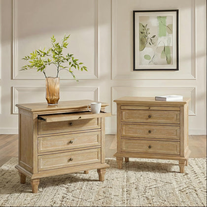 Farmhouse End Table with Charging Station & 3 Drawers