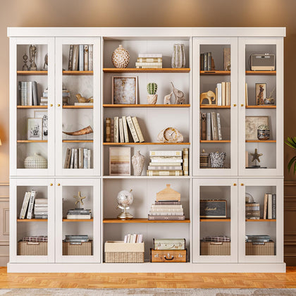 Vyre 70.8" Tall Farmhouse Bookshelf with Glass Doors-260513