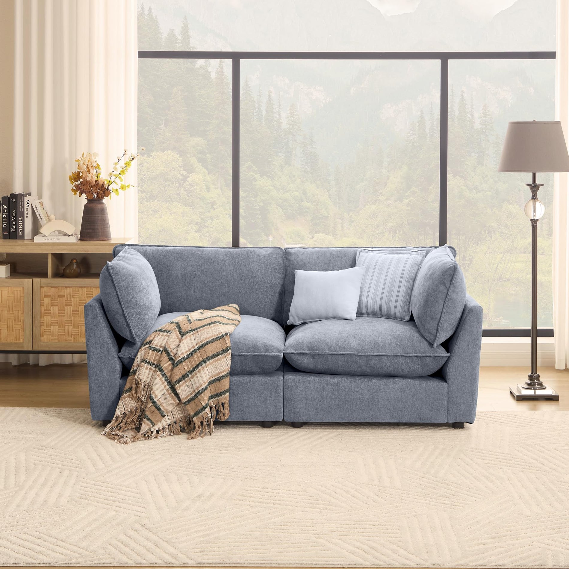 Modular Chenille Sectional Sofa with Deep Seats