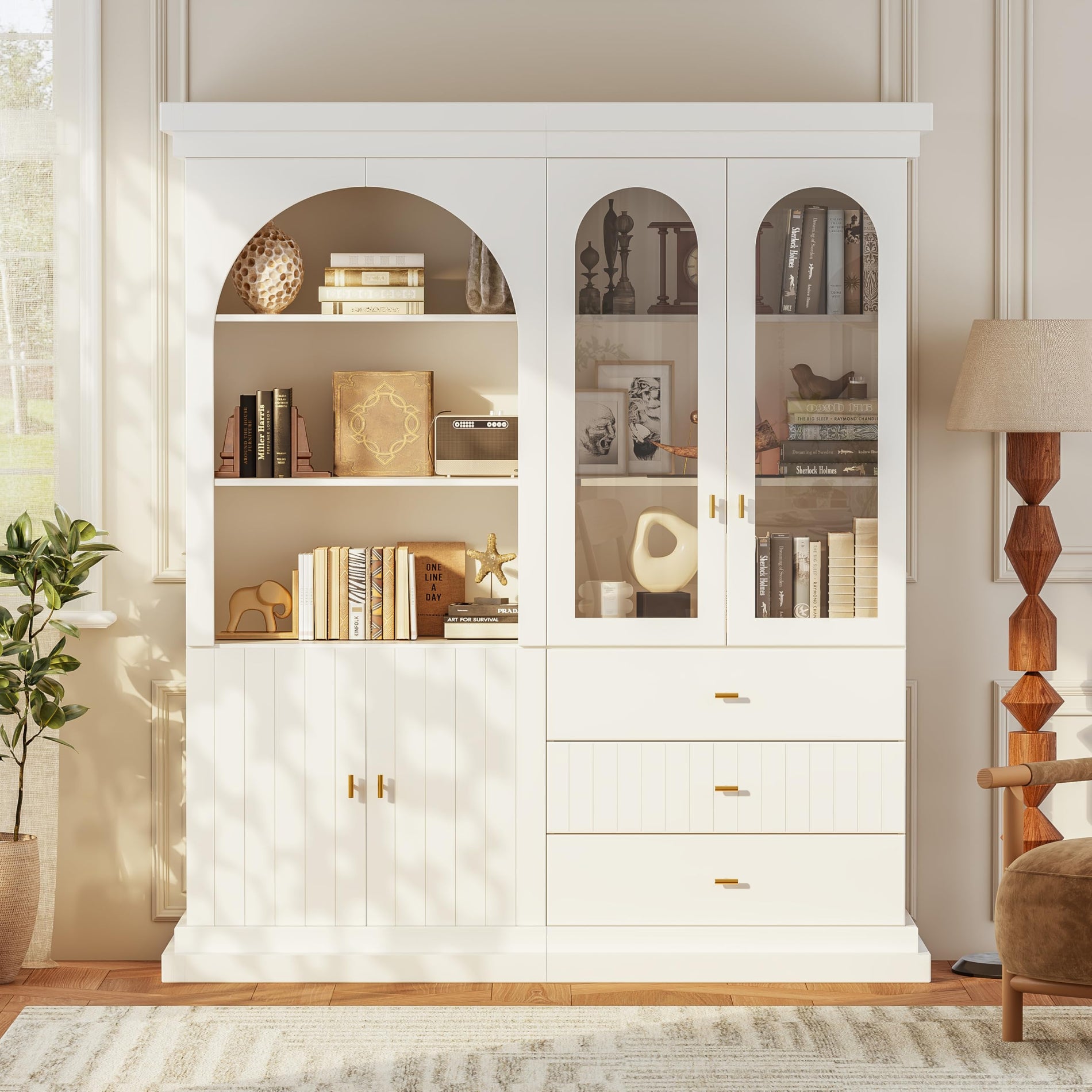 Lynsunix 71" Modern Tall Bookcase, Display and Storage Cabinet-PO(260409)