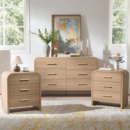 3-Piece Farmhouse Bedroom Set with Dresser & Nightstands
