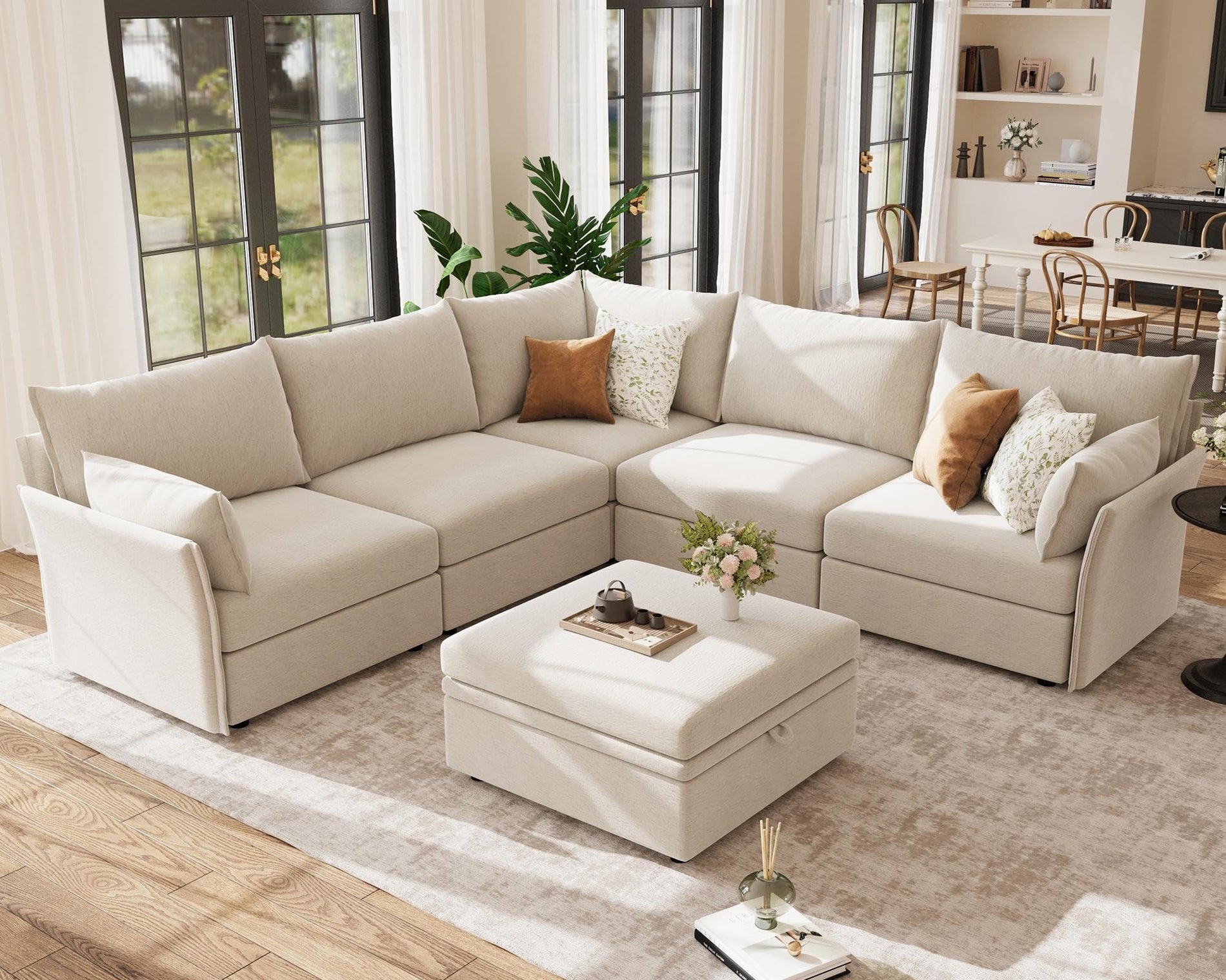 ABCASA Oversized Modular Sectional Sofa CouchSet