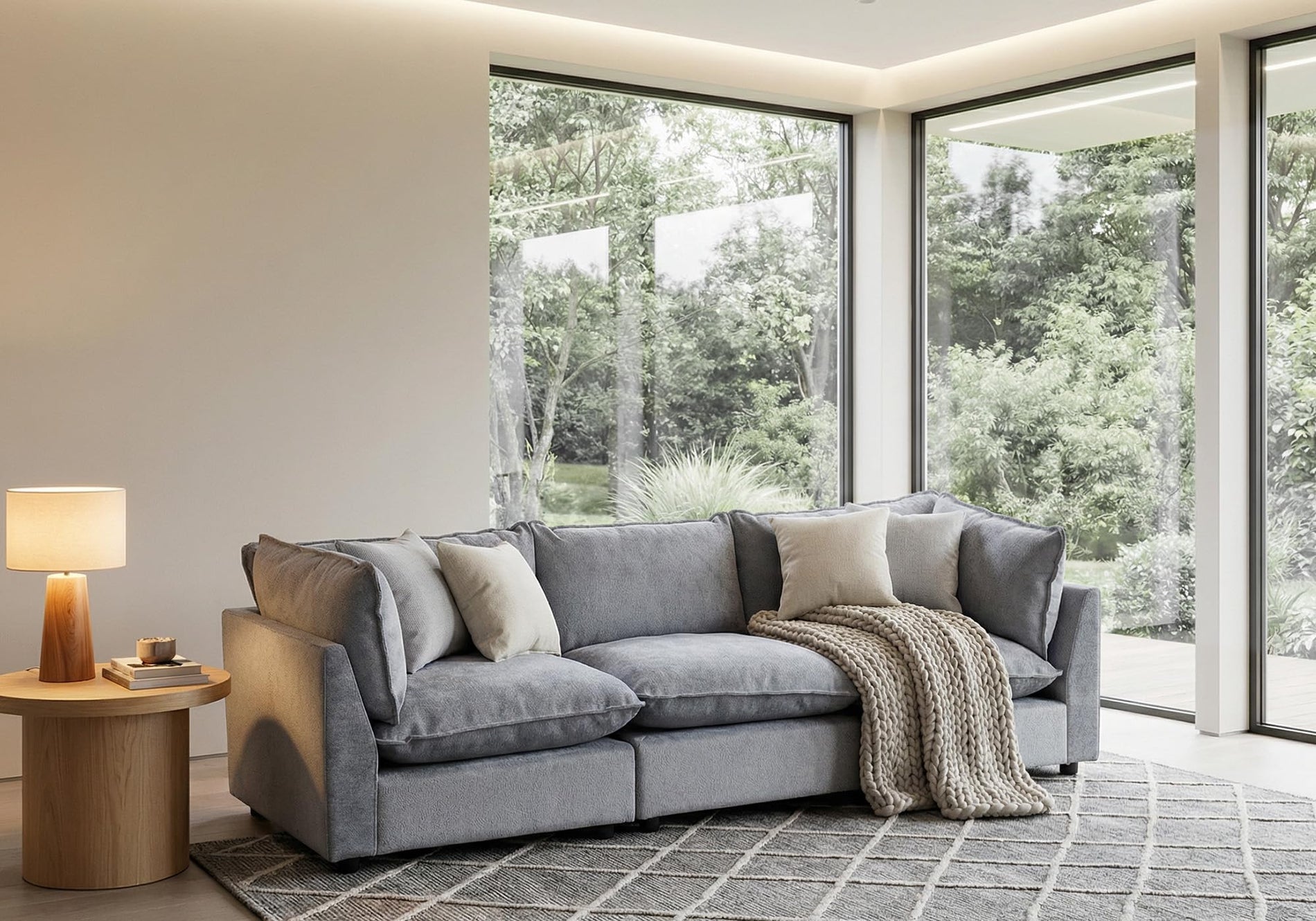 Modular Chenille Sectional Sofa with Deep Seats
