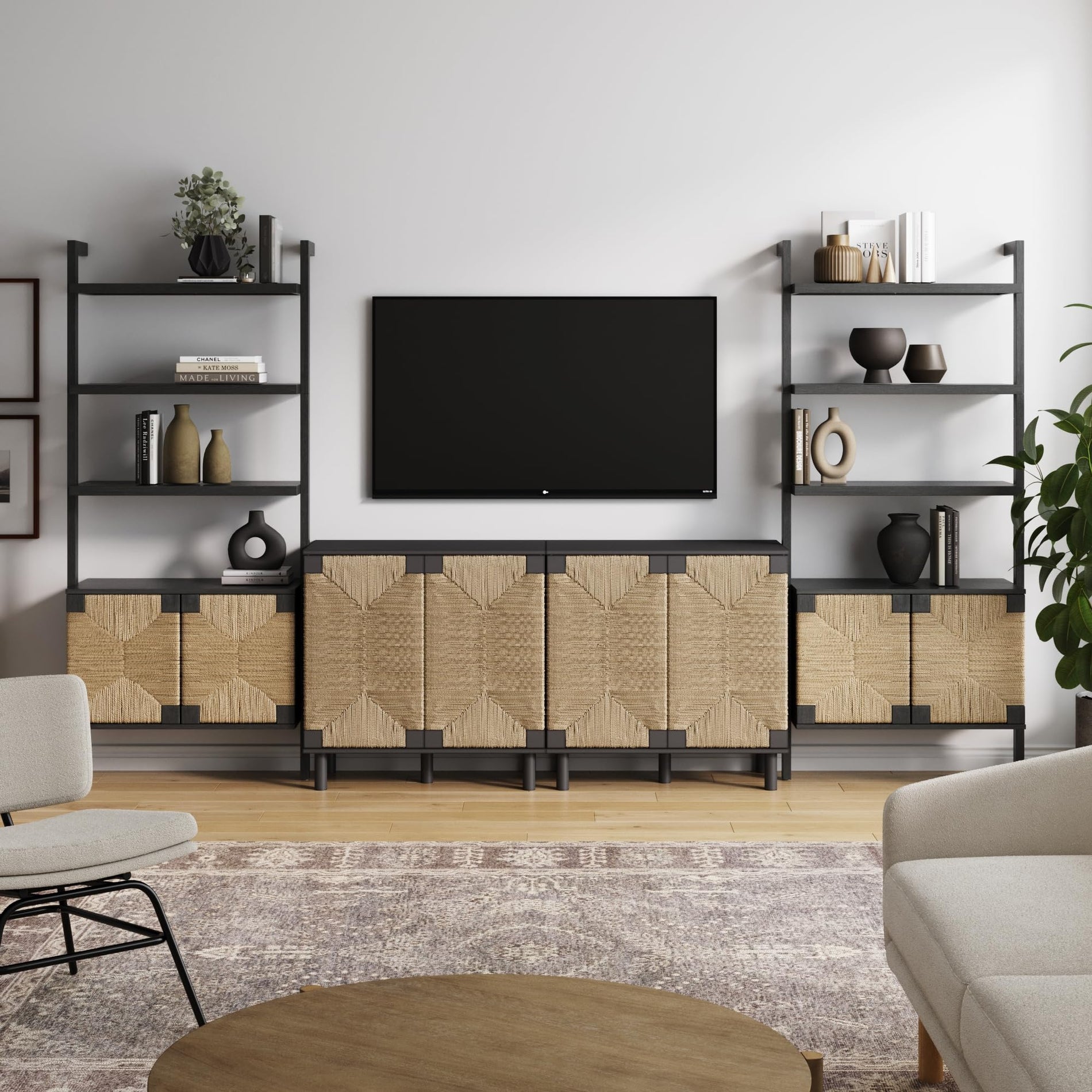 TV Stand with Shelves & Storage Cabinet