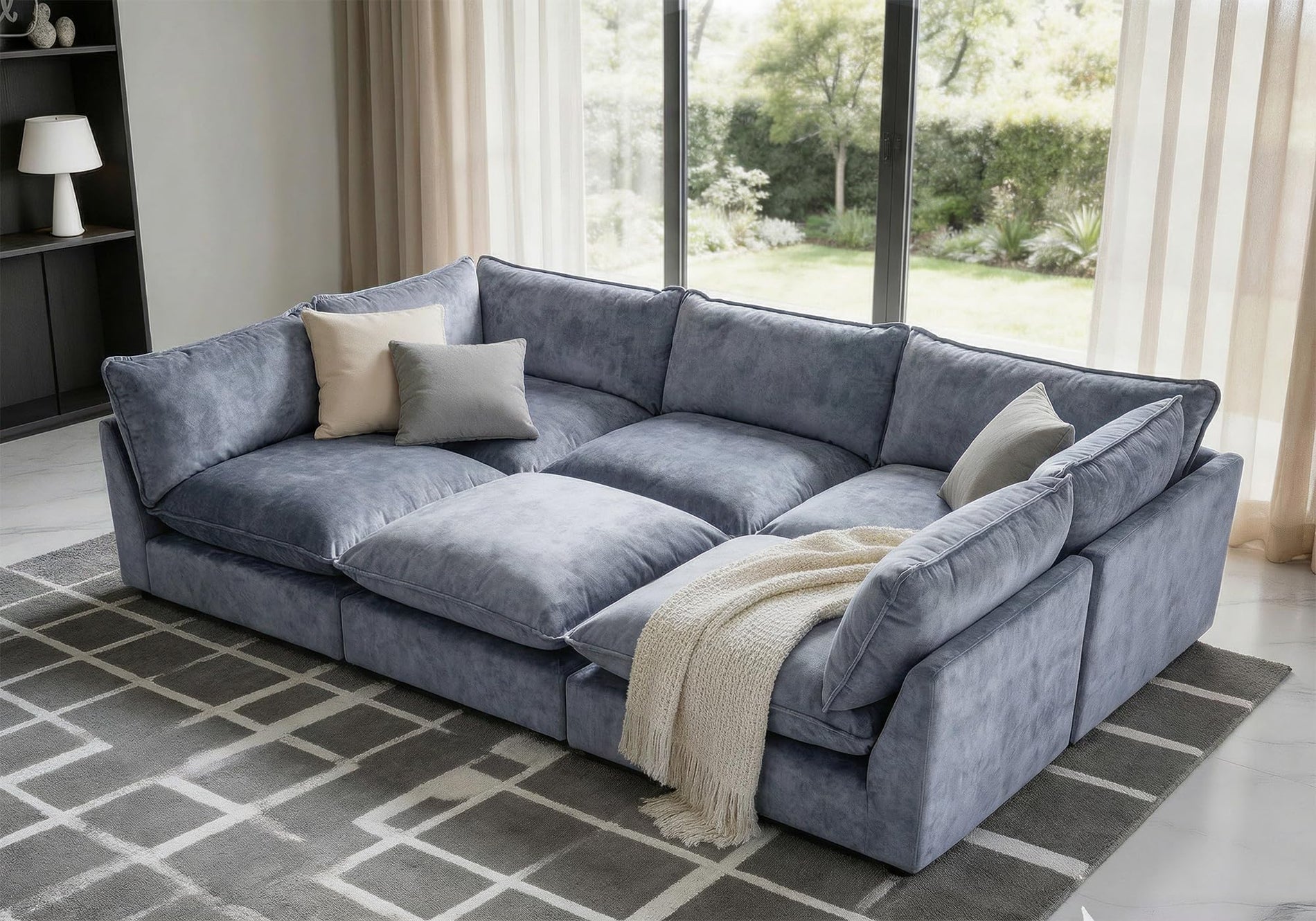 Modular Chenille Sectional Sofa with Deep Seats