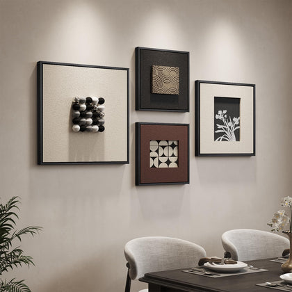 4 Piece Framed 3D Textured Wall Art for Living Room