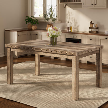 Farmhouse Dining Table Set with 4 Chairs & Bench