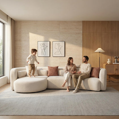 mr.waiba 125” Modern Curved Boucle Sectional Couch