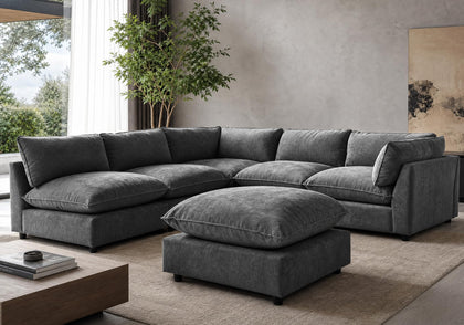 Modular Chenille Sectional Sofa with Deep Seats