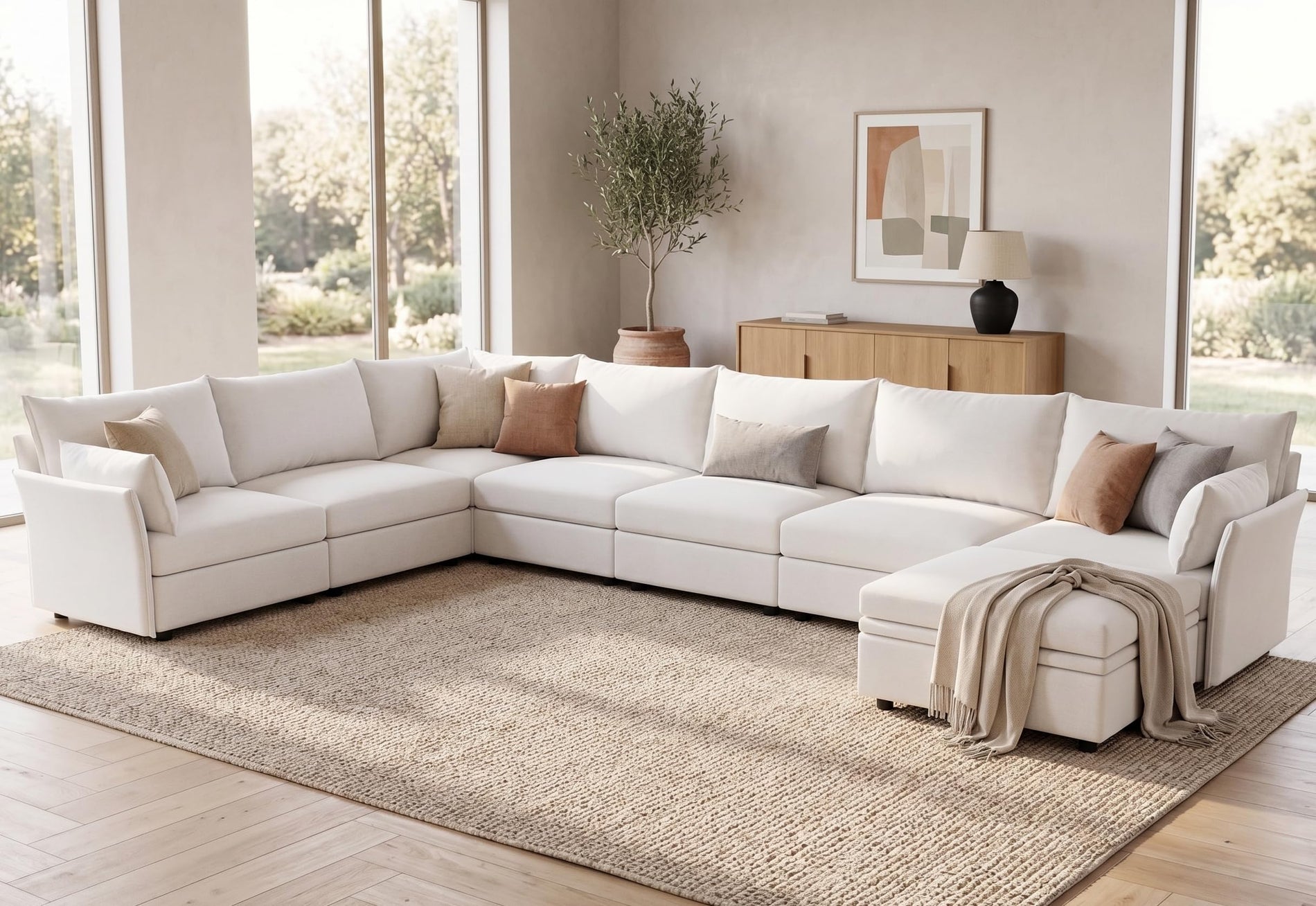 ABCASA Oversized Modular Sectional Sofa CouchSet