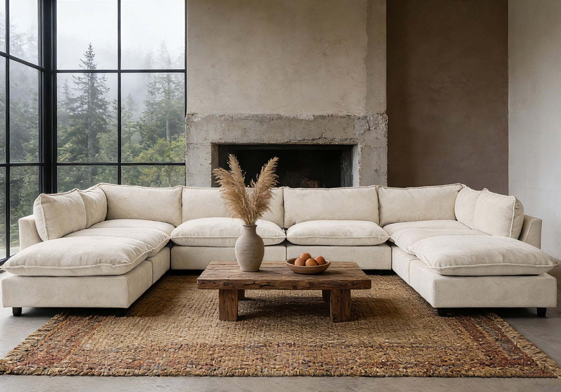 Modular Chenille Sectional Sofa with Deep Seats