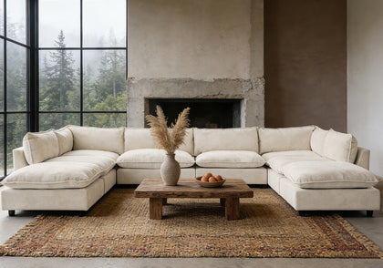 Modular Chenille Sectional Sofa with Deep Seats
