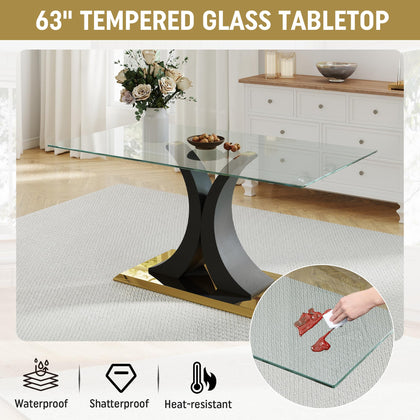 Glass Dining Table Set with Bouclé Chairs & Bench