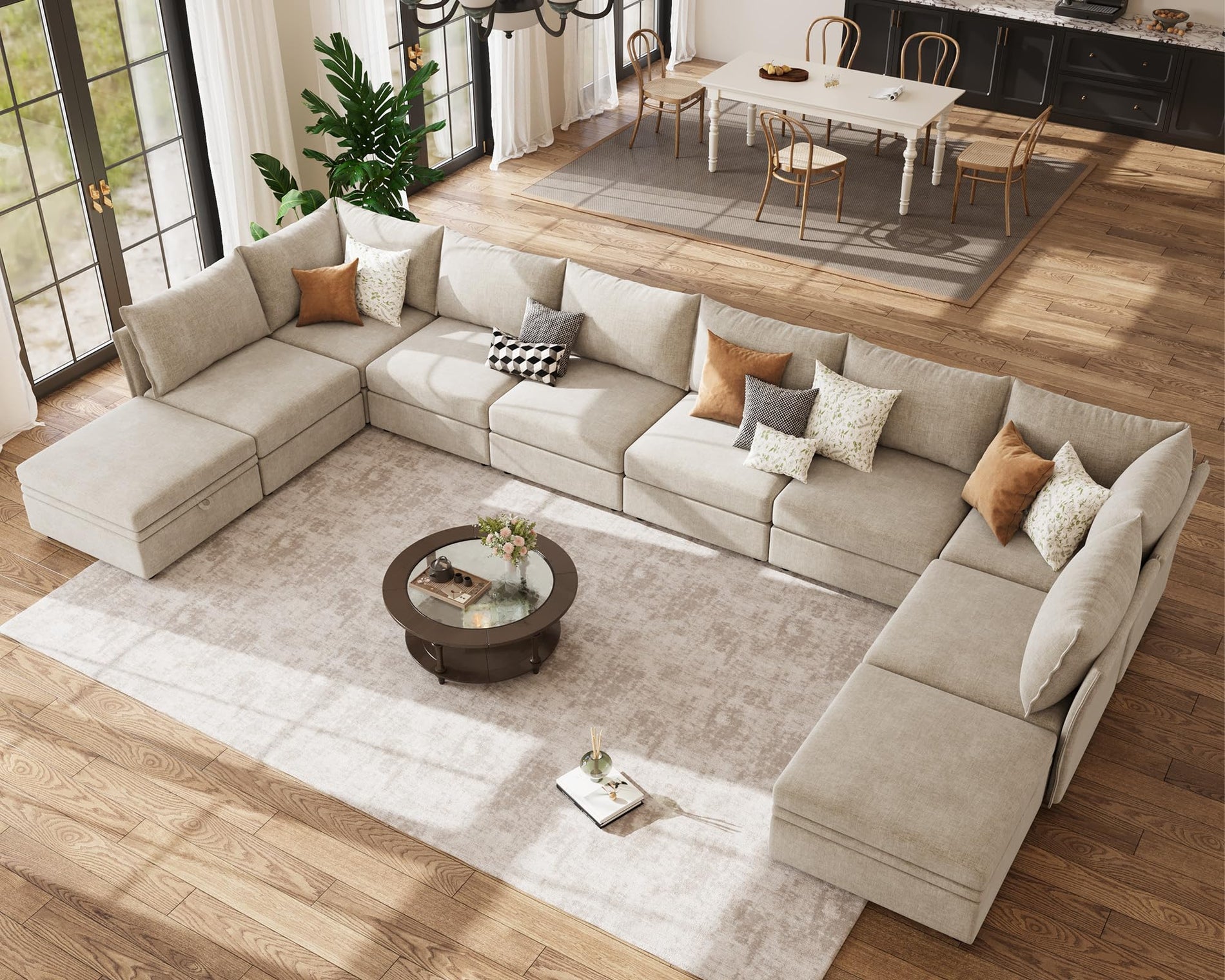 ABCASA Oversized Modular Sectional Sofa CouchSet