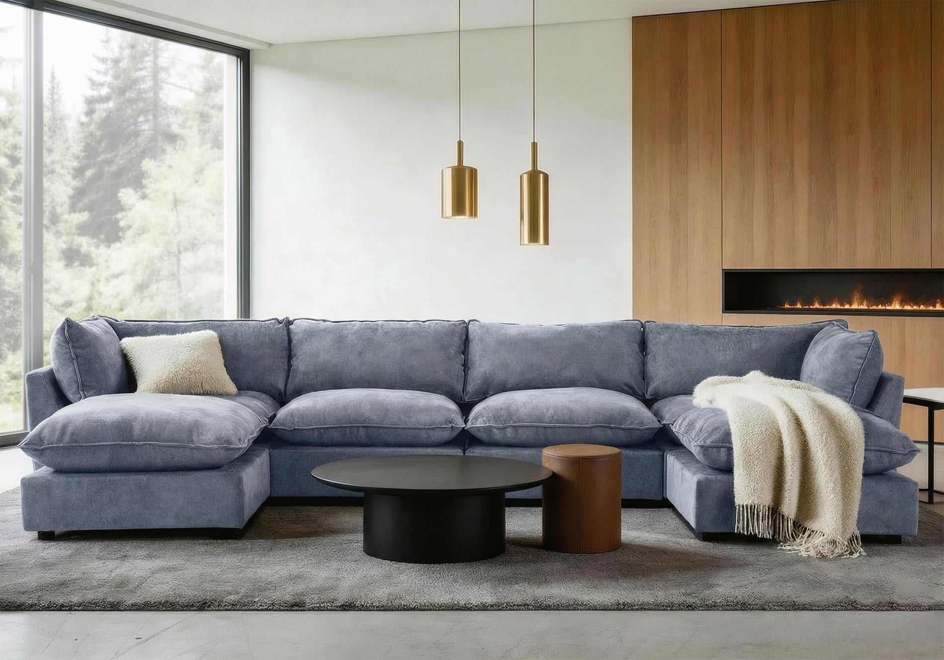 Modular Chenille Sectional Sofa with Deep Seats
