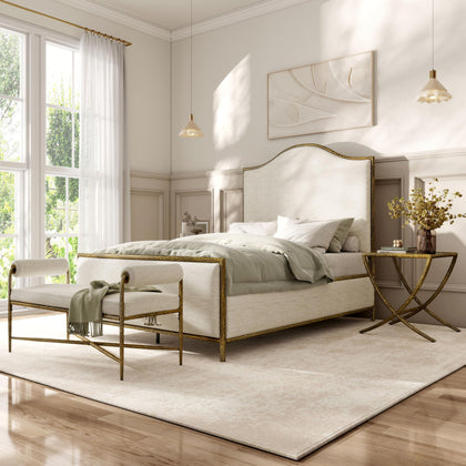 4-Piece Bedroom Set with Upholstered Bed, Bench & Nightstands