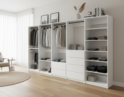 Freestanding Closet System with Shelves & Hanging Rods