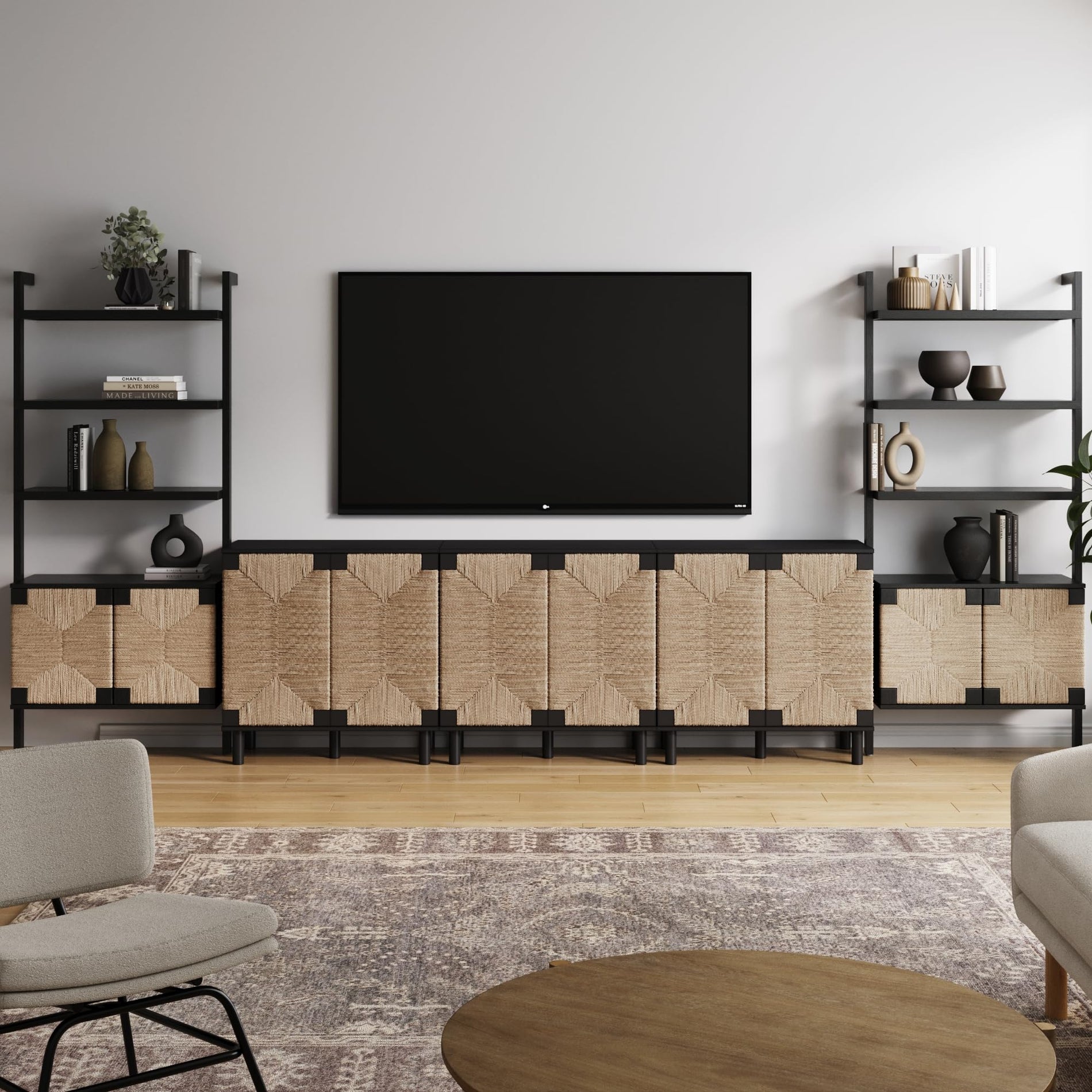 TV Stand with Shelves & Storage Cabinet