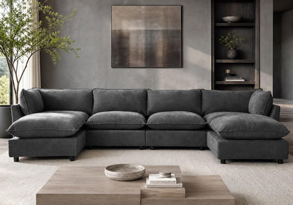 Modular Chenille Sectional Sofa with Deep Seats