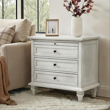 Farmhouse End Table with Charging Station & 3 Drawers