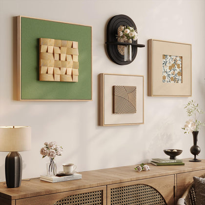 4 Piece Framed 3D Textured Wall Art for Living Room
