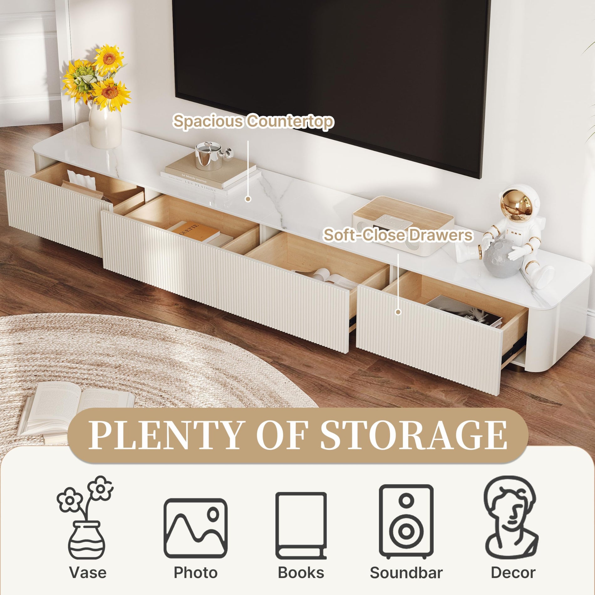 FHKJ Modern TV Stand for Living Room, Modular Entertainment Center