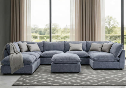 Modular Chenille Sectional Sofa with Deep Seats