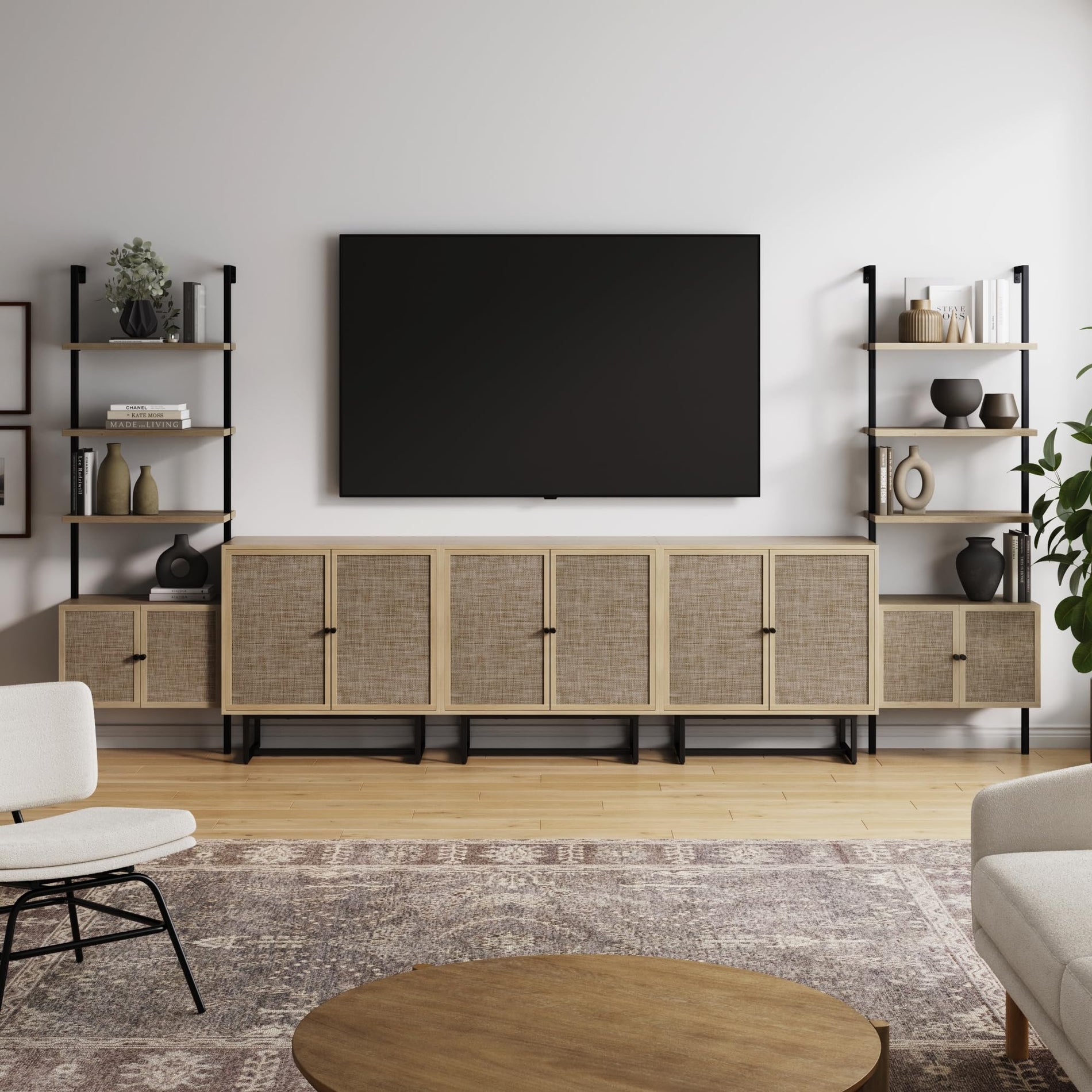 TV Stand with Shelves & Storage Cabinet