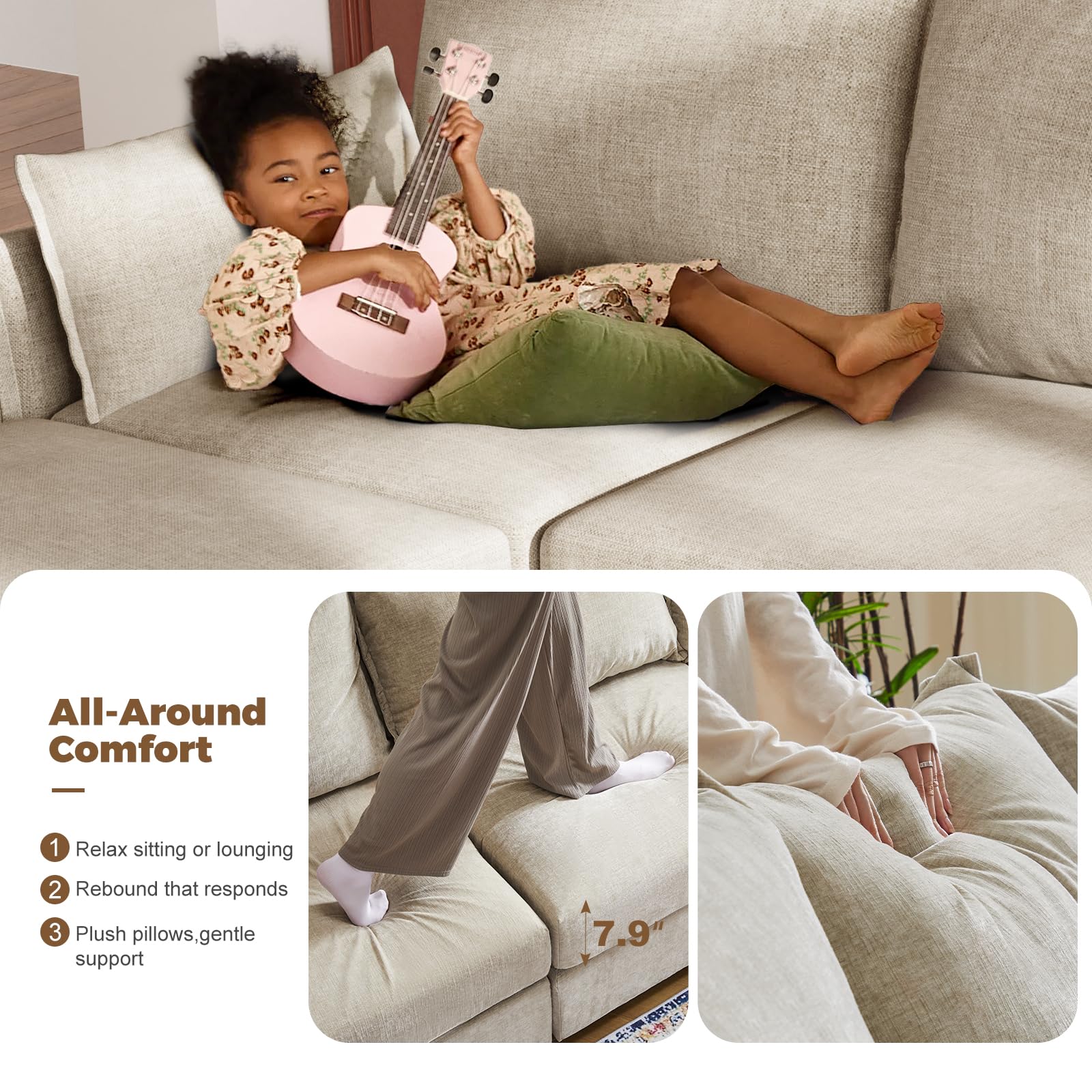 ABCASA Oversized Modular Sectional Sofa CouchSet