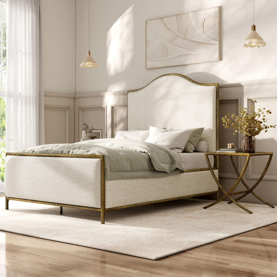 4-Piece Bedroom Set with Upholstered Bed, Bench & Nightstands