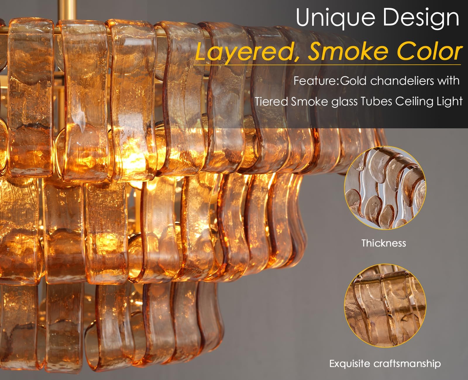 Large Rectangular Glass Chandelier