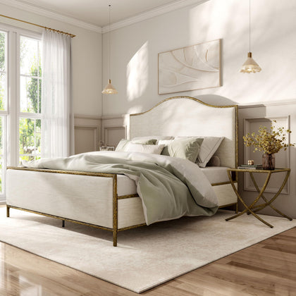 4-Piece Bedroom Set with Upholstered Bed, Bench & Nightstands